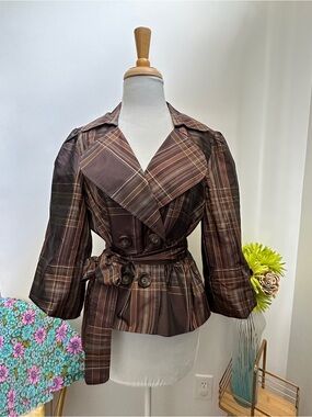 Vintage dressbarn - Y2K Silk lined Double-Breasted Trench style top